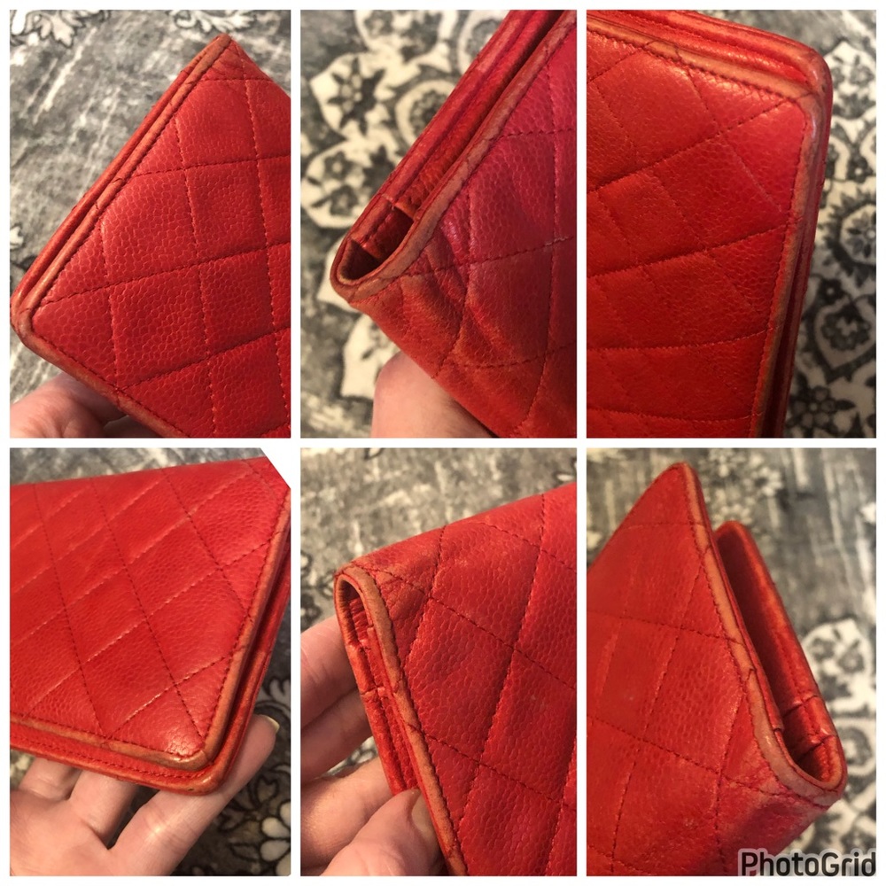 AUTHENTIC CHANEL Quilted Red Caviar Leather Interlocking CC Classic Long Wallet - Picture 10 of 16